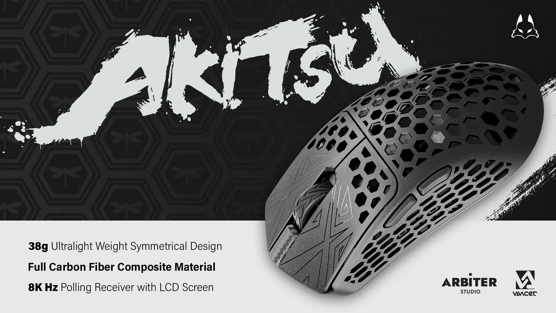 TENKO - AKITSU 38g Carbon Fiber 8K Wireless Gaming Mouse